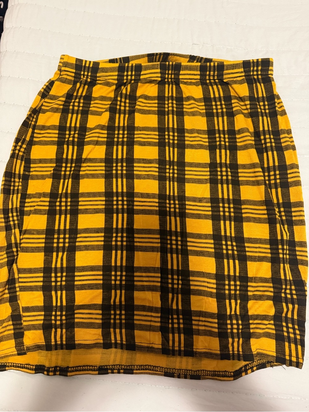 Boohoo Yellow and Black Plaid Mini Skirt US 14